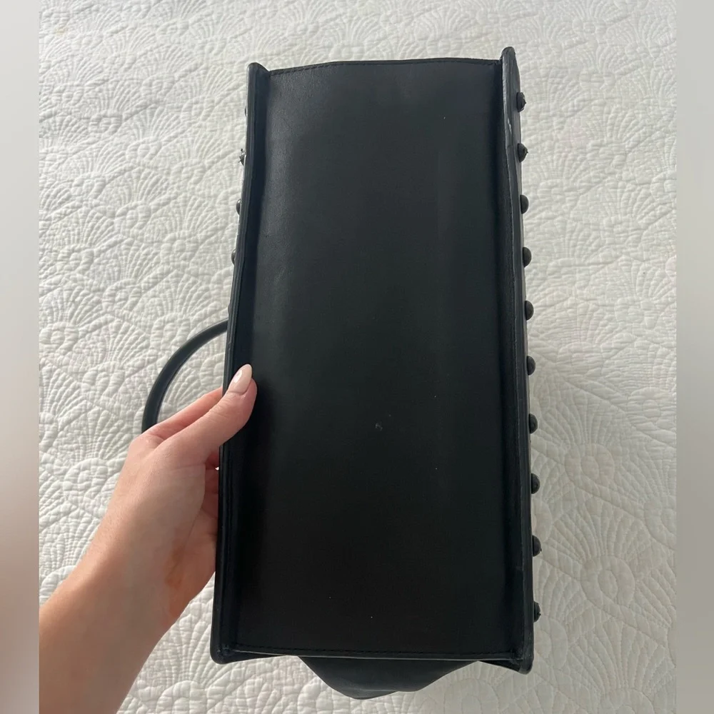 Loeffler Randall work bag tote purse reptile snakeskin python black bag office - Picture 6 of 12